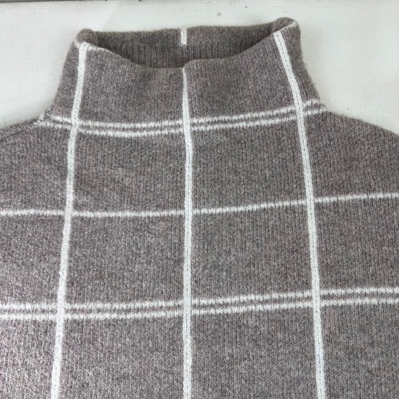 Beige Wool Plaid Mock‎ Neck Pullover Sweater Large Christian Siriano New York - Picture 9 of 9